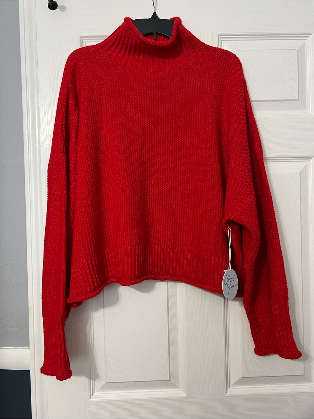 Women's Red Turtleneck Sweater - Classic Cozy Pullover